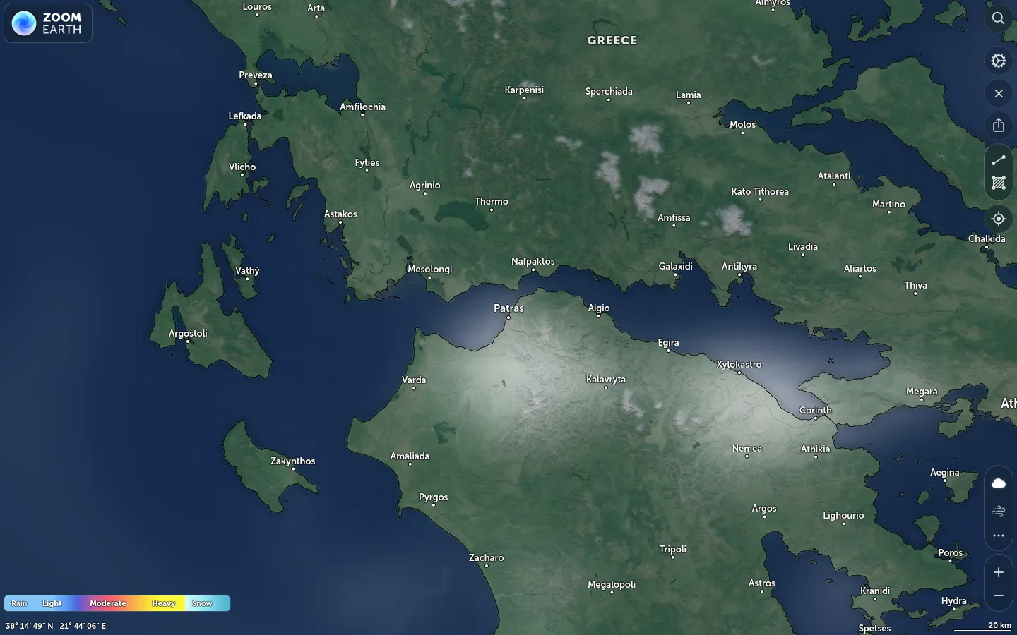 Χάρτης βροχόπτωσης Πάτρα καιρός
