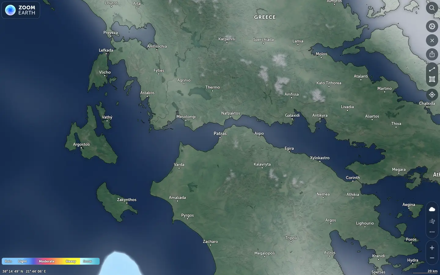 Χάρτης βροχόπτωσης Πάτρα καιρός
