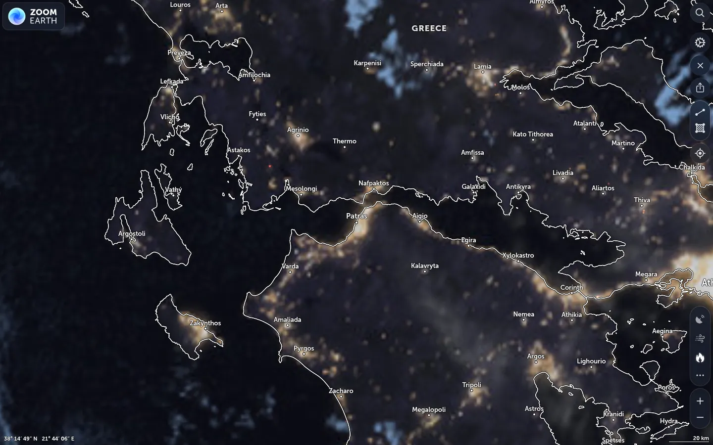 Δορυφορική εικόνα Πάτρα καιρός
