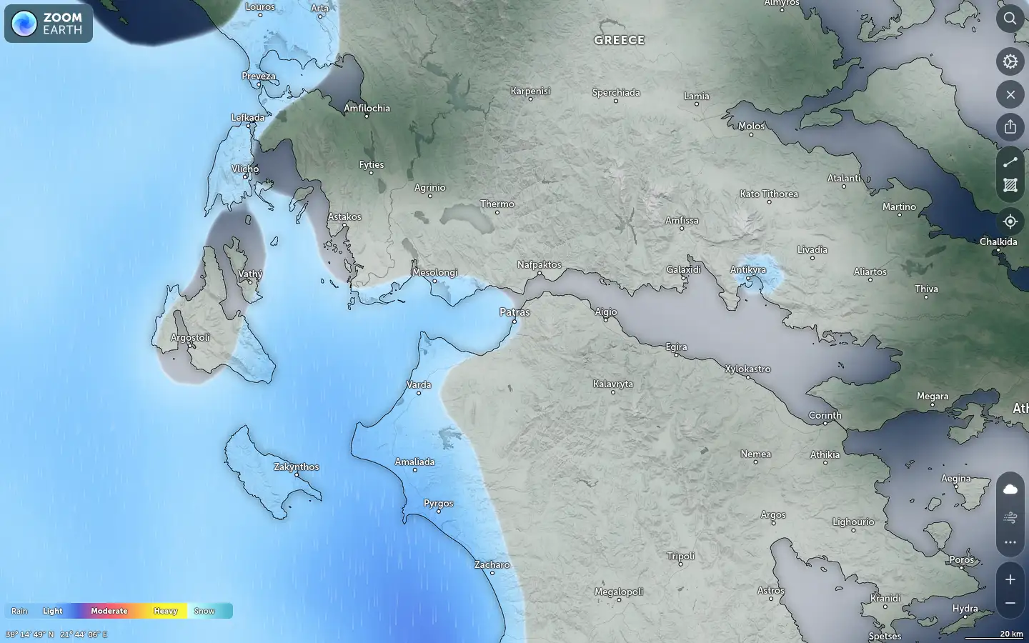 Χάρτης βροχόπτωσης Πάτρα καιρός