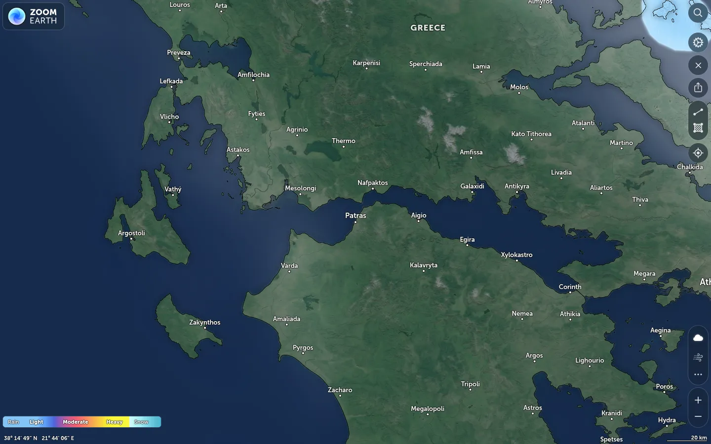 Χάρτης βροχόπτωσης Πάτρα καιρός